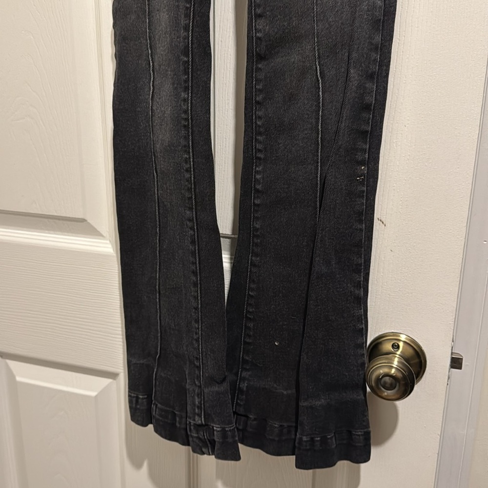 REVICE Black Flare Wide Leg Jeans High-Waisted - Picture 3 of 4
